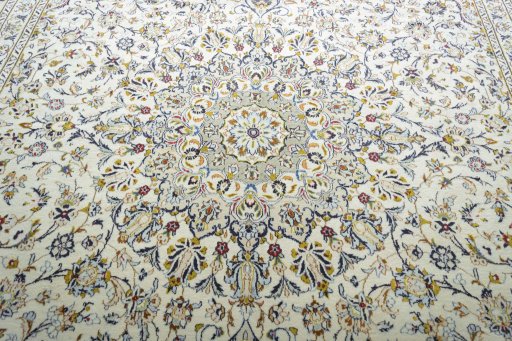 Central medallion detail of 2000s Kashan rug from Iran / Persia