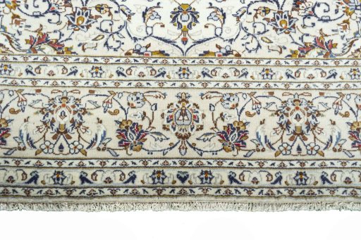 Full view of 2000s Kashan rug from Iran / Persia, 335 × 242 cm in Beige tones