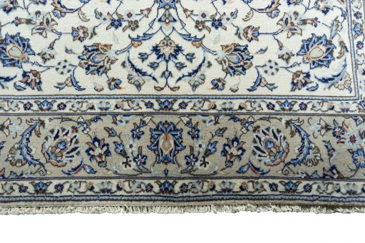 Full view of 2000s Kashan rug from Iran / Persia, 261 × 165 cm in Beige tones
