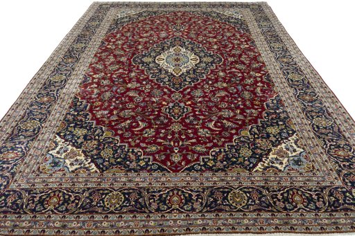 Surface texture of New Kashan rug with natural Cork and intricate pattern