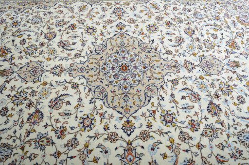Central medallion detail of 2000s Kashan rug from Iran / Persia