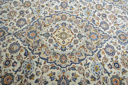 Central medallion detail of 2000s Kashan rug from Iran / Persia