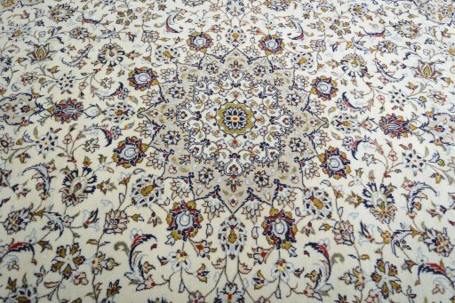 Central medallion detail of 2000s Kashan rug from Iran / Persia