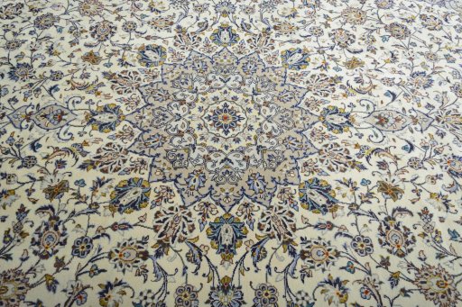 Central medallion detail of 2000s Kashan rug from Iran / Persia