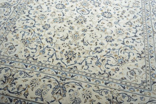 Close-up detail of 2000s Kashan rug from Iran / Persia showing Wool weave