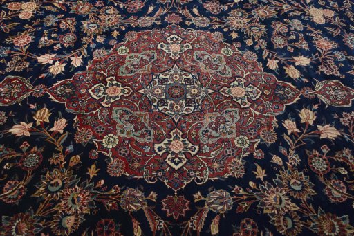 Central medallion detail of 1930s Kashan rug from Iran / Persia