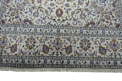 Full view of 2000s Kashan rug from Iran / Persia, 354 × 234 cm in Beige tones