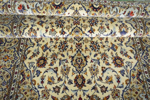Surface texture of New Kashan rug with natural Cork and intricate pattern