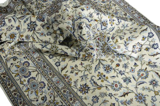 Surface texture of New Kashan rug with natural Cork and intricate pattern
