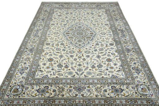 Surface texture of New Kashan rug with natural Cork and intricate pattern
