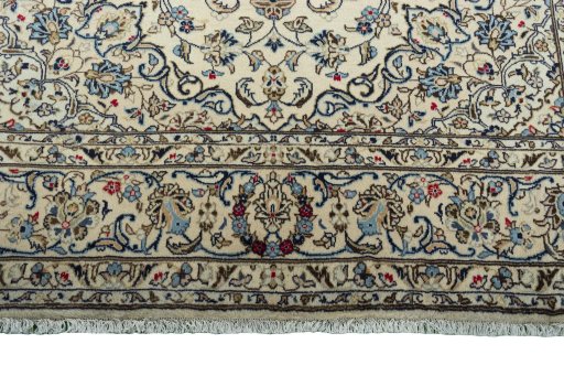 Full view of 2000s Kashan rug from Iran / Persia, 350 × 247 cm in Beige tones