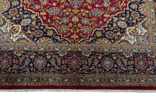 Full view of 2000s Kashan rug from Iran / Persia, 316 × 211 cm in Red tones