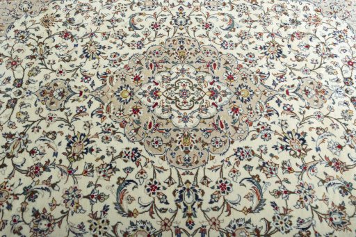 Central medallion detail of 2000s Kashan rug from Iran / Persia