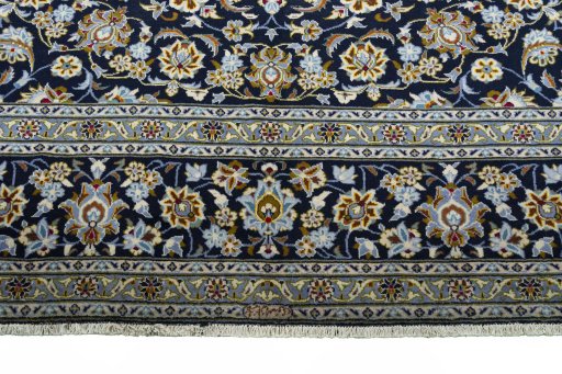 Full view of 2000s Kashan rug from Iran / Persia, 410 × 310 cm in Blue tones