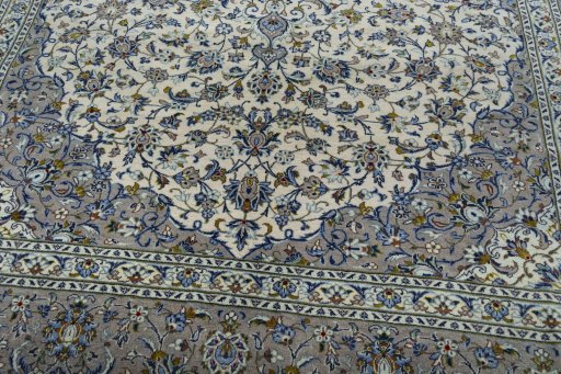 Close-up detail of 2000s Kashan rug from Iran / Persia showing Wool weave