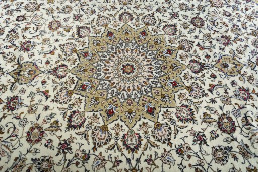 Central medallion detail of 2000s Kashan rug from Iran / Persia