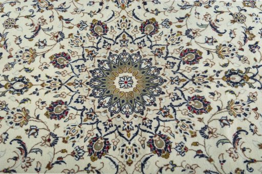 Central medallion detail of 2000s Kashan rug from Iran / Persia