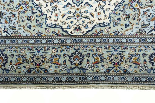Full view of 2000s Kashan rug from Iran / Persia, 300 × 200 cm in Beige tones