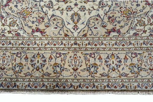 Full view of 2000s Kashan rug from Iran / Persia, 293 × 192 cm in Beige tones