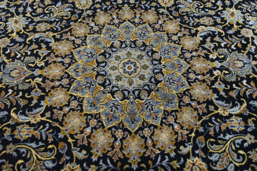 Central medallion detail of 2000s Kashan rug from Iran / Persia