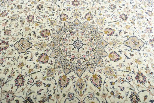 Central medallion detail of 2000s Kashan rug from Iran / Persia