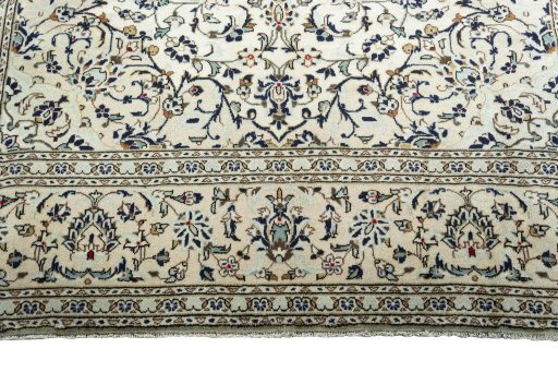Full view of 2000s Kashan rug from Iran / Persia, 337 × 245 cm in Beige tones