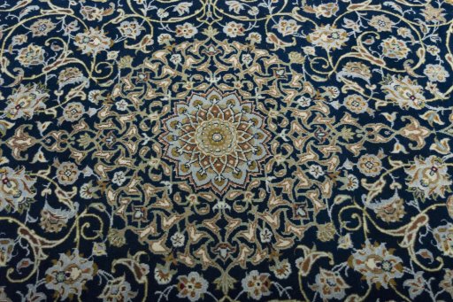 Central medallion detail of 2000s Kashan rug from Iran / Persia
