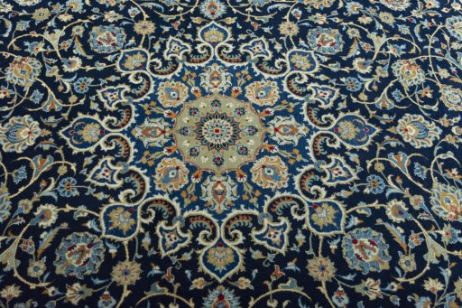 Central medallion detail of 2000s Kashan rug from Iran / Persia