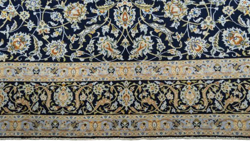 Full view of 2000s Kashan rug from Iran / Persia, 317 × 225 cm in Blue tones