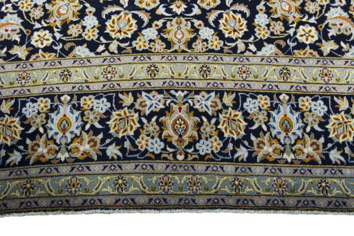 Full view of 2000s Kashan rug from Iran / Persia, 435 × 305 cm in Blue tones