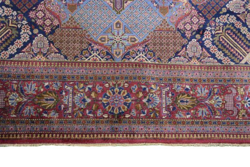 Full view of 1930s Kashan rug from Iran / Persia, 211 × 131 cm in Blue tones