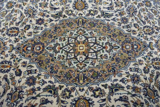Central medallion detail of 2000s Kashan rug from Iran / Persia