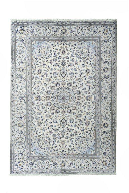 Full view of 2000s Kashan rug from Iran / Persia, 293 × 204 cm in Beige tones