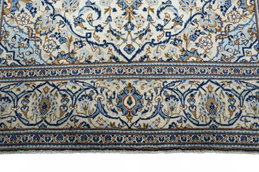 Full view of 2000s Kashan rug from Iran / Persia, 300 × 197 cm in Beige tones
