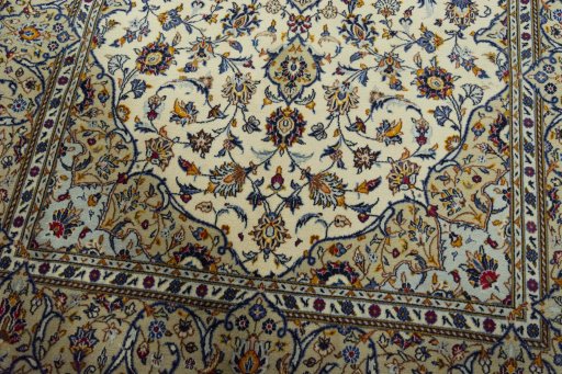 Close-up detail of 2000s Kashan rug from Iran / Persia showing Cork weave