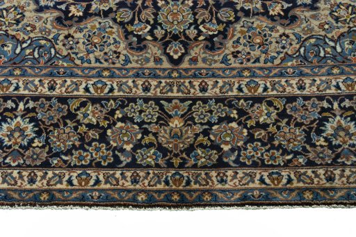 Full view of 2000s Kashan rug from Iran / Persia, 400 × 300 cm in Blue tones