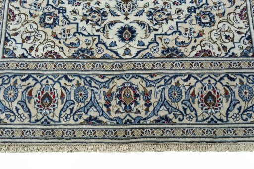 Full view of 2000s Kashan rug from Iran / Persia, 295 × 200 cm in Beige tones