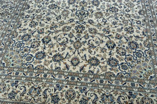 Close-up detail of 2000s Kashan rug from Iran / Persia showing Wool weave