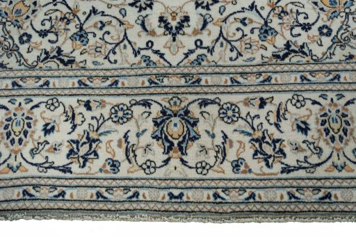 Full view of 2000s Kashan rug from Iran / Persia, 297 × 200 cm in Beige tones