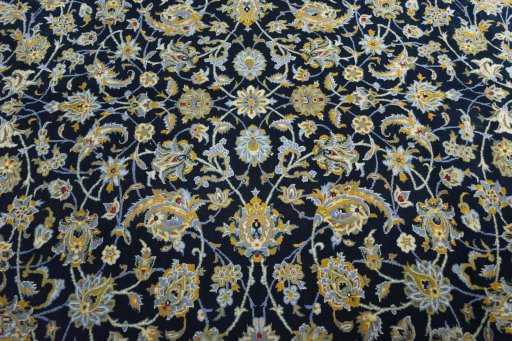 Central medallion detail of 2000s Kashan rug from Iran / Persia