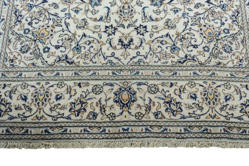 Full view of 2000s Kashan rug from Iran / Persia, 304 × 195 cm in Beige tones