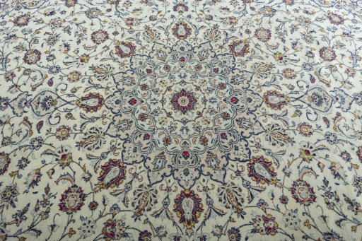 Central medallion detail of 2000s Kashan rug from Iran / Persia