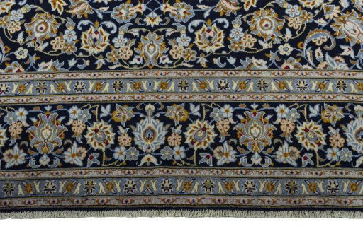 Full view of 2000s Kashan rug from Iran / Persia, 386 × 274 cm in Blue tones