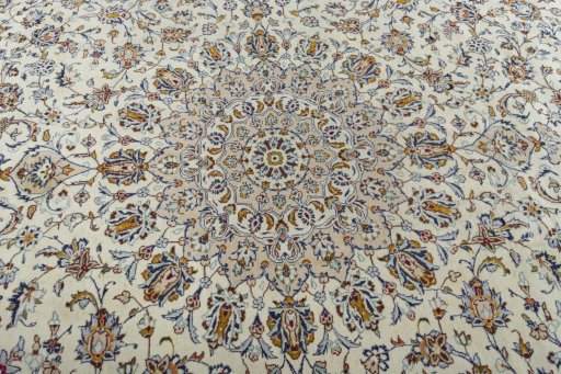 Central medallion detail of 2000s Kashan rug from Iran / Persia