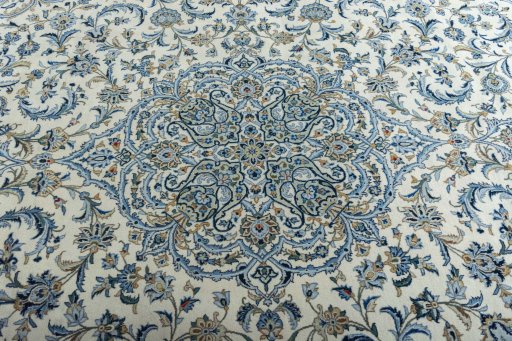 Central medallion detail of 2000s Kashan rug from Iran / Persia
