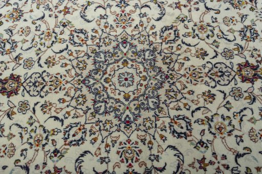 Central medallion detail of 2000s Kashan rug from Iran / Persia