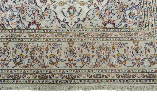 Full view of 2000s Kashan rug from Iran / Persia, 286 × 195 cm in Beige tones