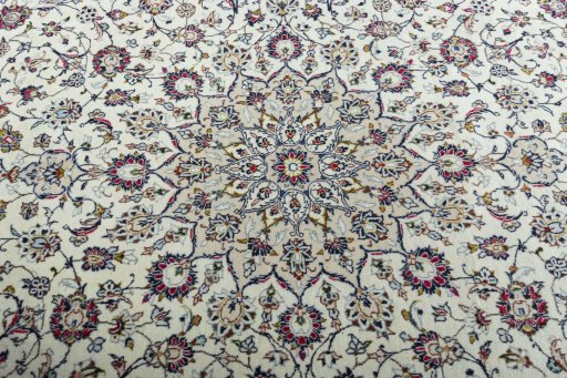 Central medallion detail of 2000s Kashan rug from Iran / Persia