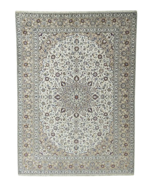 Full view of 2000s Kashan rug from Iran / Persia, 400 × 295 cm in Beige tones