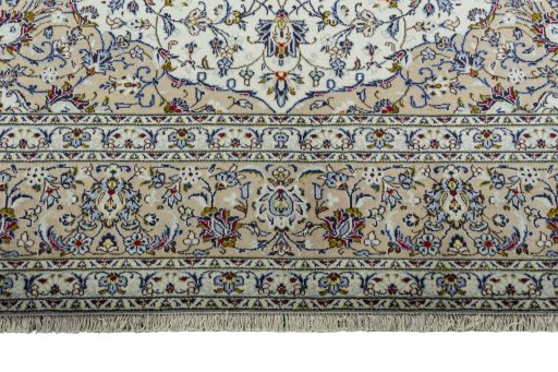 Full view of 2000s Kashan rug from Iran / Persia, 400 × 295 cm in Beige tones